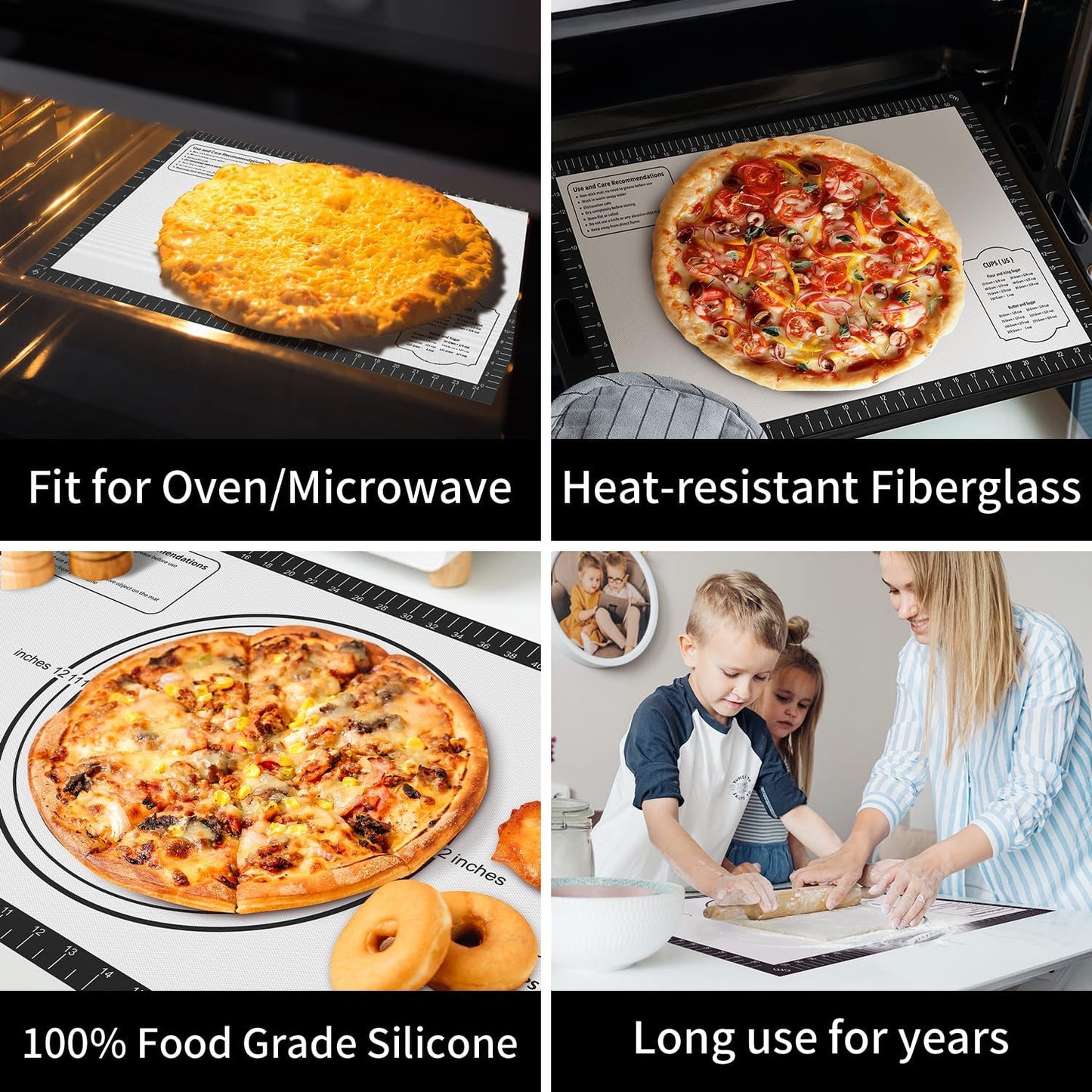 Silicone Macaron Baking Mat, Non Stick Pastry Mat for Rolling Dough,Silicone Mat for Baking Pizza, Cookie, Bread, Fondant, Macarons, Reusable and Large Silicone Mat