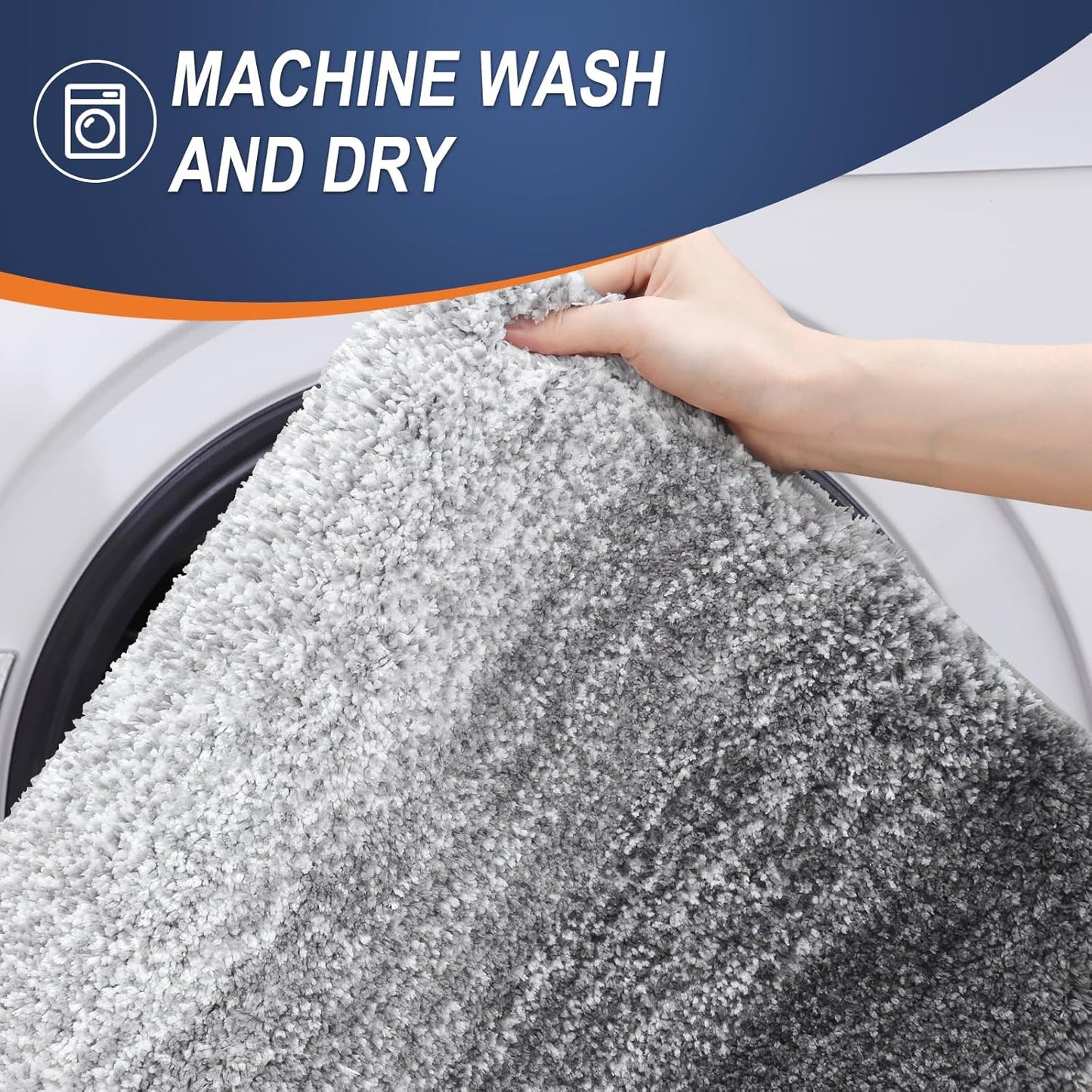 OLANLY Bathroom Rug Mat 47x24, Extra Soft and Absorbent Microfiber Bath Rugs, Non-Slip Plush Shaggy Bath Carpet Runner, Machine Wash Dry, Bath Mats for Bathroom Floor, Tub and Shower, Grey