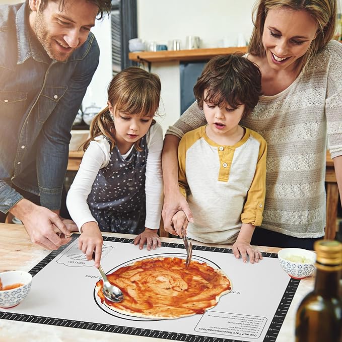 Silicone Dough Mat, Macaron Cookie Pizza Baking Mat for Oven, Non Stick Pastry Mat for Rolling Dough Non Slip, Bread Mat for Kneading, Reusable
