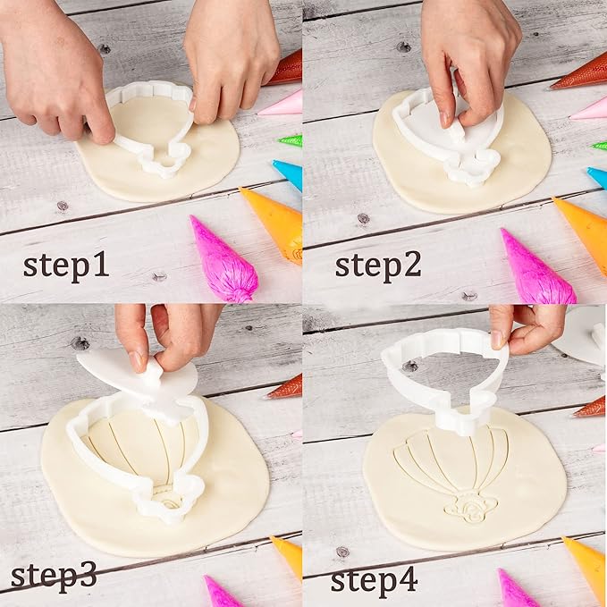 Flycalf Cake Cookie Cutter Wedding with Plunger Stamps Handle Biscuit Cutter Baking Decorating Bridal Shower Gifts PLA Kitchen for Kids 3.5" Embossing Stamps Mold Supplies Fondant Tools