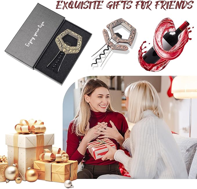 3 in 1 Ah So Two Prong Wine Opener & Cork Remover,It Can Remove The Older and Fragile Wine Corks so Easy for Connoisseurs to Uncork (Copper)