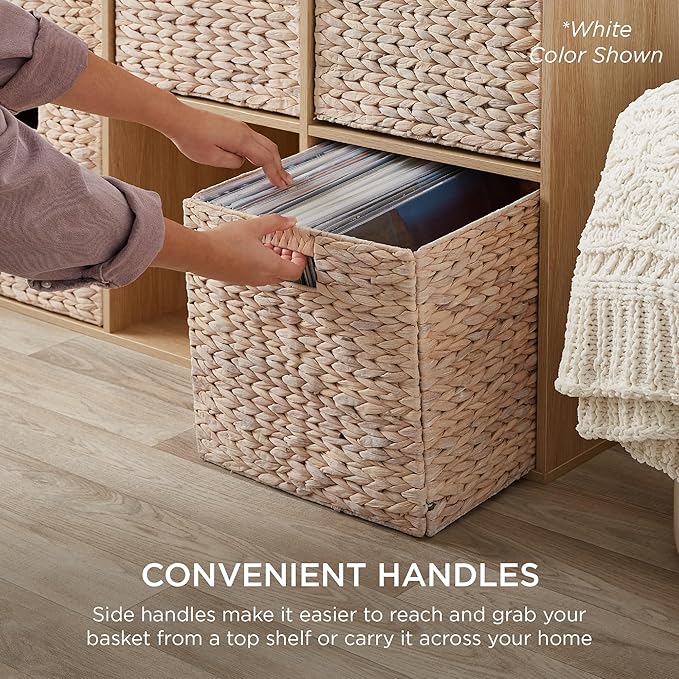 Best Choice Products 13x13in Pack of 5 Cube Storage Baskets, Water Hyacinth Multipurpose Collapsible Organizers, Handwoven Laundry Totes for Laundry, Living Room, Kids Room & Nursery - Gray