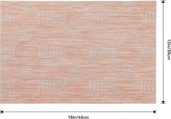 Leetaltree Coral Placemats Set of 12 - Heat Resistant Non-Slip Place mats for Dining Table, Washable Durable PVC Vinyl Woven Table Mats(Coral, 12)