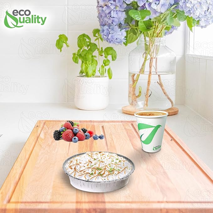 EcoQuality 6" Round Aluminum Foil Pans - Disposable Containers with Foldable Walls for Pie Baking, Cooking, Serving, Reheating, and Storing - Freezer and Oven Safe Tart Pan 100 Pack