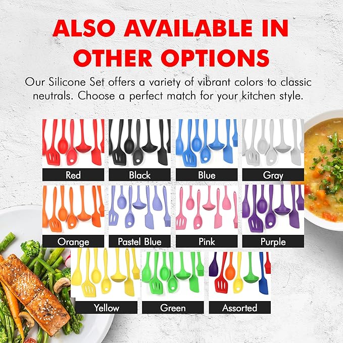 Chef Craft Premium Silicone Kitchen Tool and Utensil Set, 7 Piece, Green