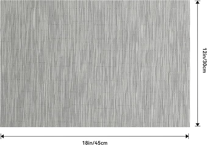 Leetaltree Silver Placemats Set of 12 - Heat Resistant Non-Slip Place mats for Dining Table, Washable Durable PVC Vinyl Woven Table Mats(Sliver, 12)
