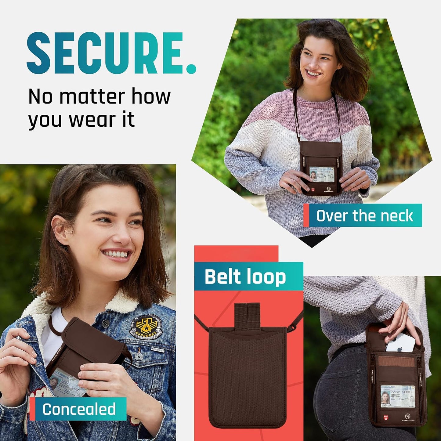 Neck Wallet, Travel Pouch For Passport Holder And Documents, Travel Neck Wallet For Traveling Women