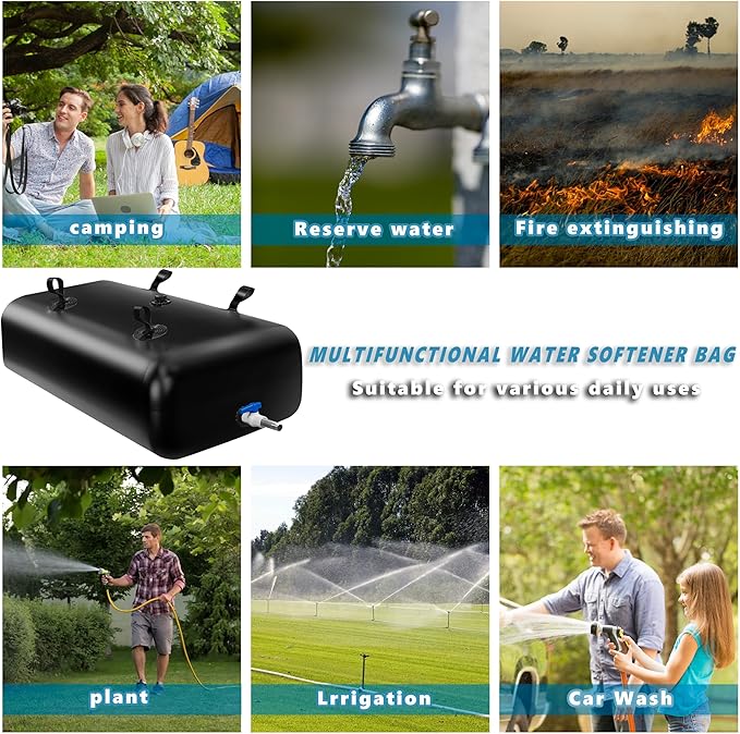 330 L/87 Gal Water Bladder Tank, Foldable Portable Water Storage Container, Emergency Water Bag for RV, Truck Bed, Fire Prevention, Drought Resistance, Black
