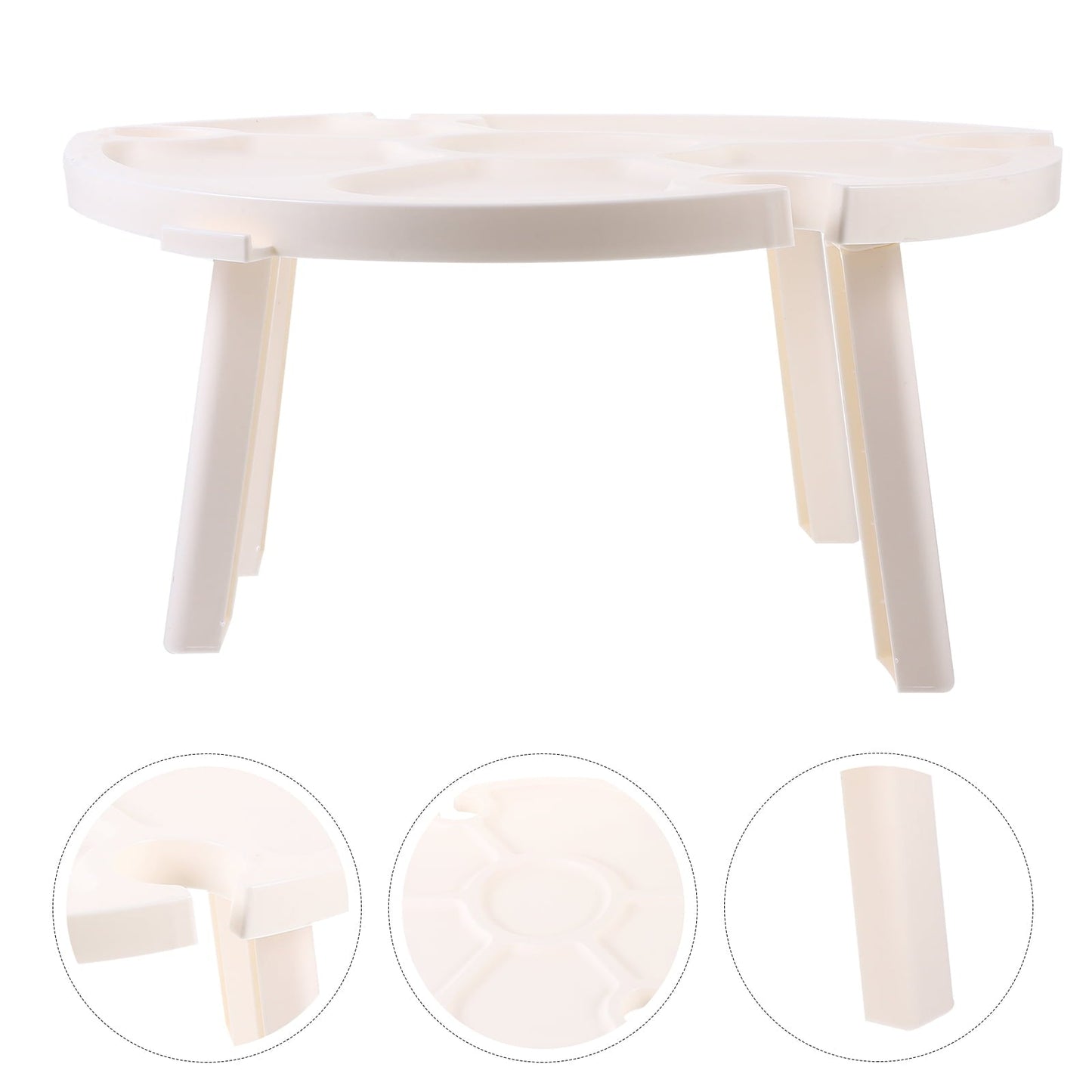 TAILTOSS 1Set Portable Folding Table for Outdoor Picnic with Compact Design White Plastic 11.8X11.8X11.8in