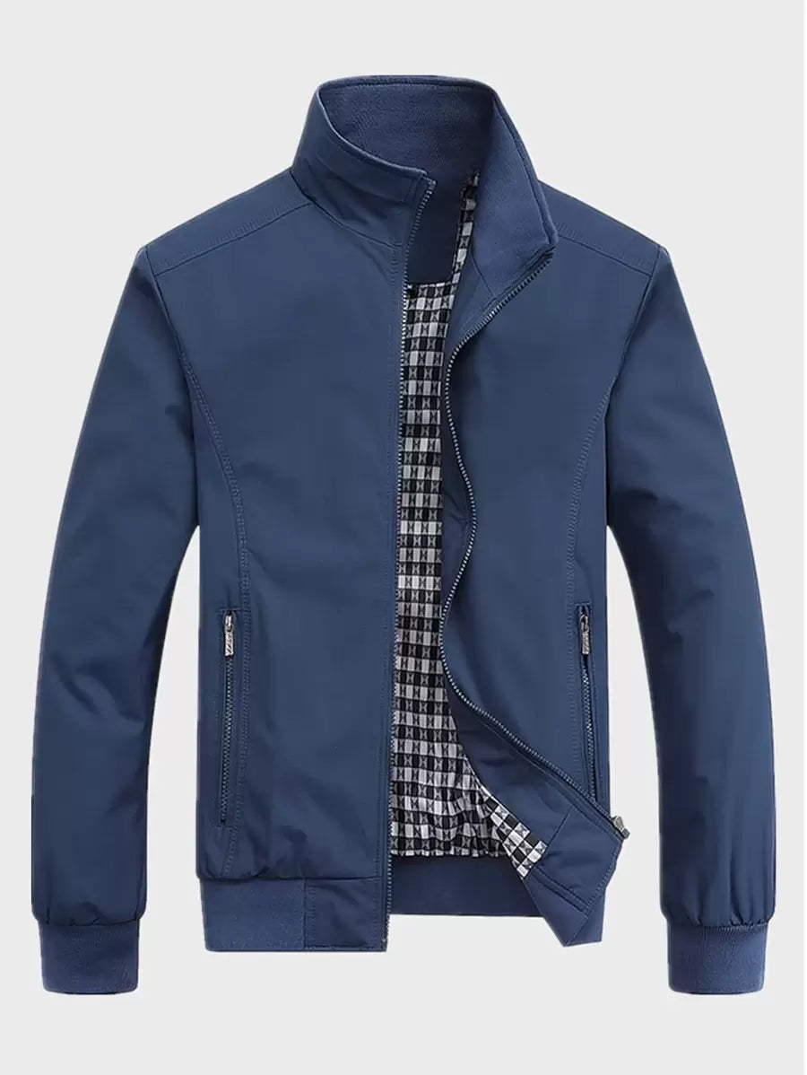 Manfinity Homme Loose Fit Men's Zip Pocket Long Sleeve Casual Outdoor Windbreaker Jacket, Outerwear Green Jacket, Fall
