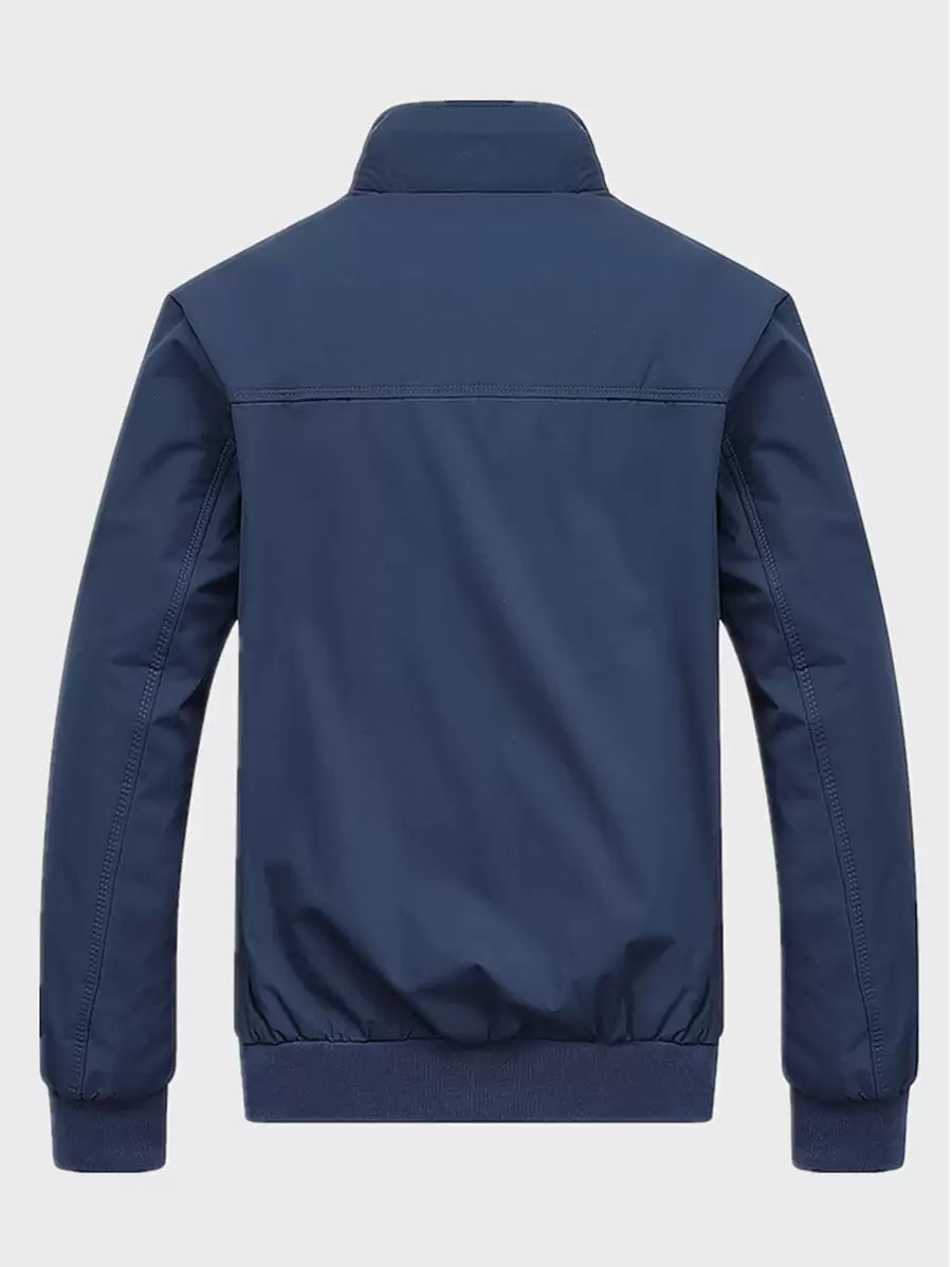Manfinity Homme Loose Fit Men's Zip Pocket Long Sleeve Casual Outdoor Windbreaker Jacket, Outerwear Green Jacket, Fall