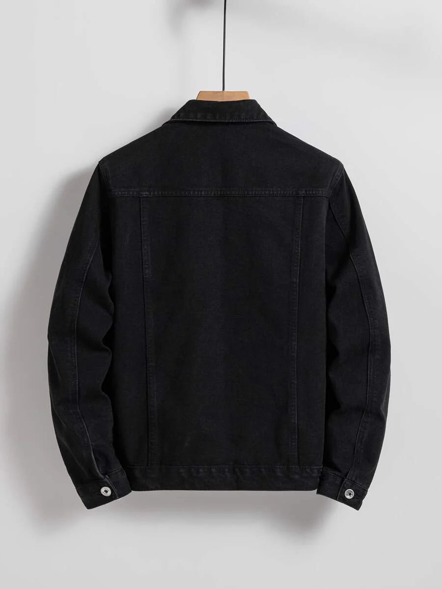 Manfinity Homme Men Spring Autumn Long Sleeve Jeans Jacket With Flap Pocket