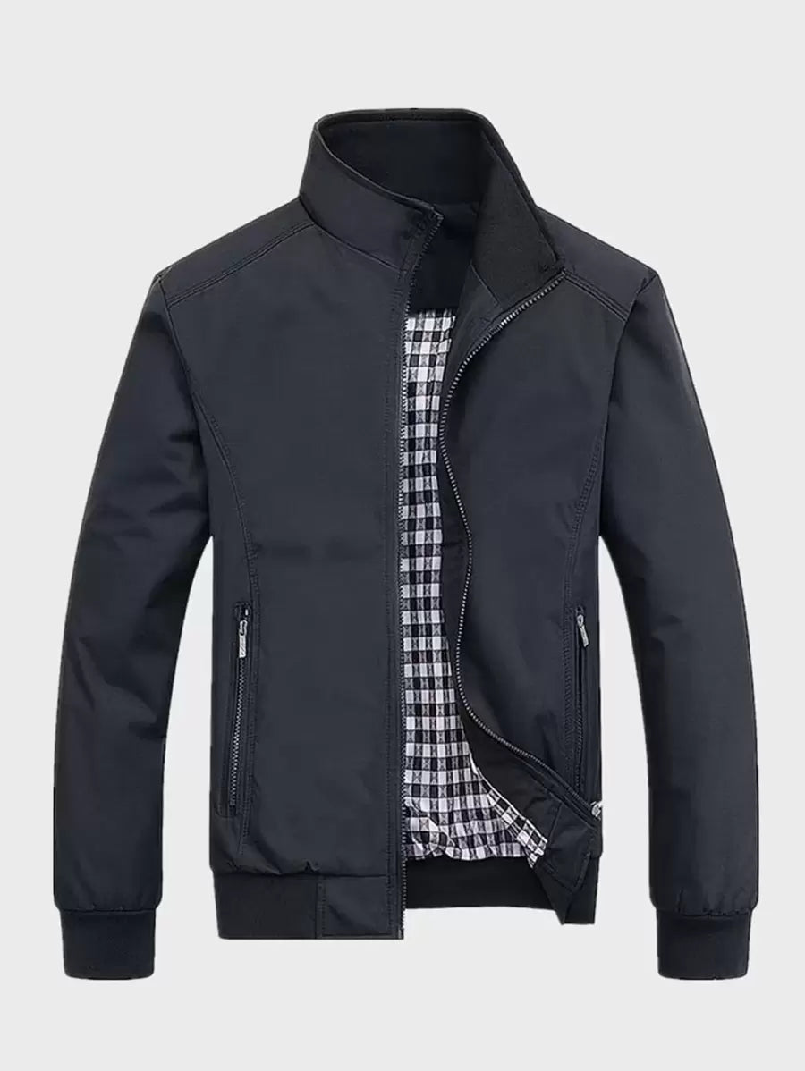 Manfinity Homme Loose Fit Men's Zip Pocket Long Sleeve Casual Outdoor Windbreaker Jacket, Outerwear Green Jacket, Fall