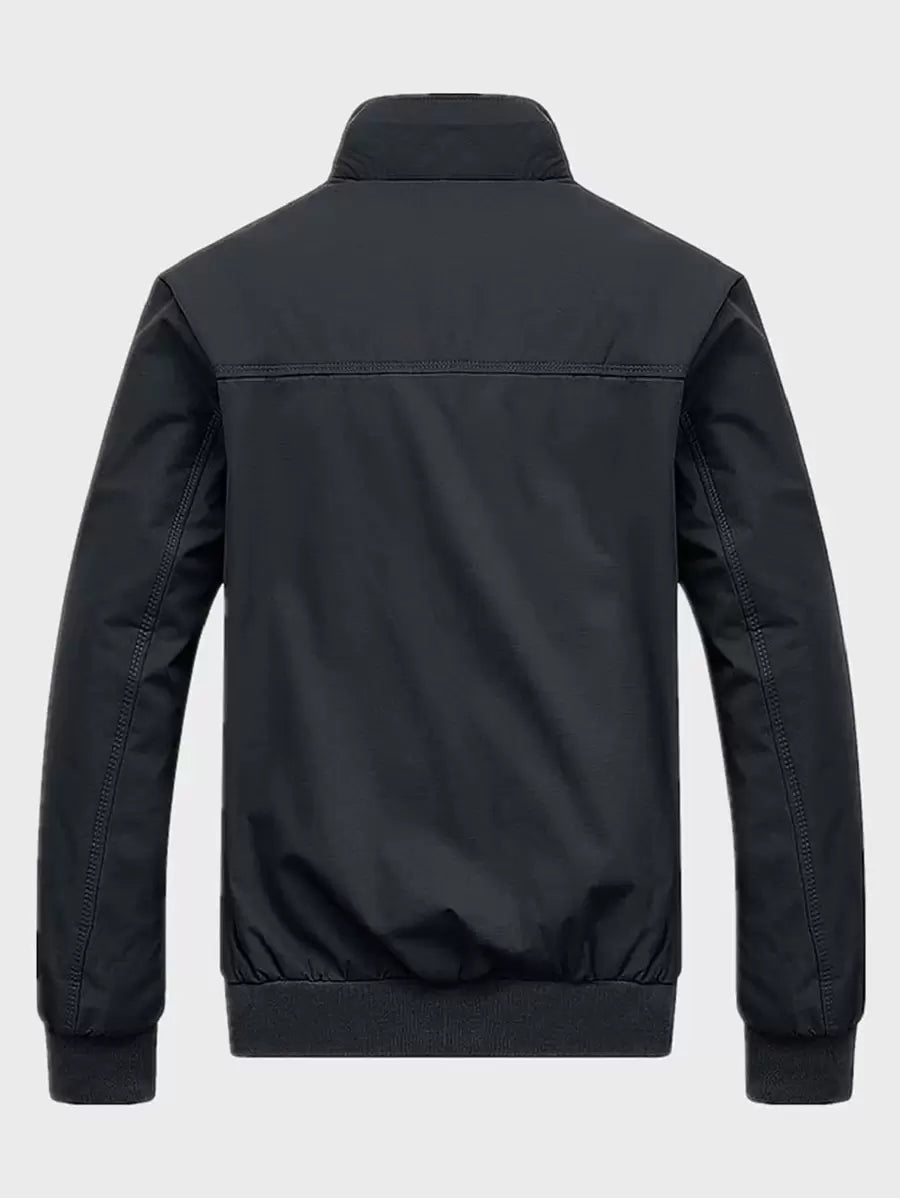 Manfinity Homme Loose Fit Men's Zip Pocket Long Sleeve Casual Outdoor Windbreaker Jacket, Outerwear Green Jacket, Fall