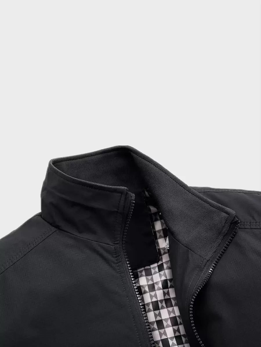 Manfinity Homme Loose Fit Men's Zip Pocket Long Sleeve Casual Outdoor Windbreaker Jacket, Outerwear Green Jacket, Fall
