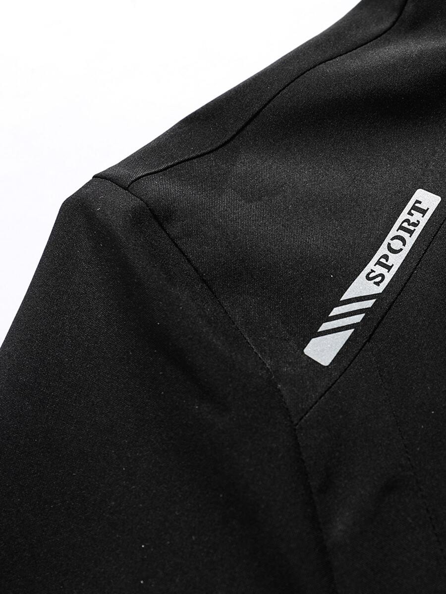 Manfinity Homme Loose Fit Men's Letter Graphic Zip-Up Hoodie Jacket (Without T-Shirt)