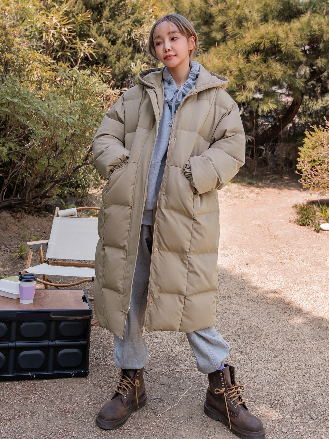 DAZY Drop Shoulder Zipper Hooded Puffer Thick Pockets Coat ,Winter Women Clothes,Winter Coat Women Jacket
