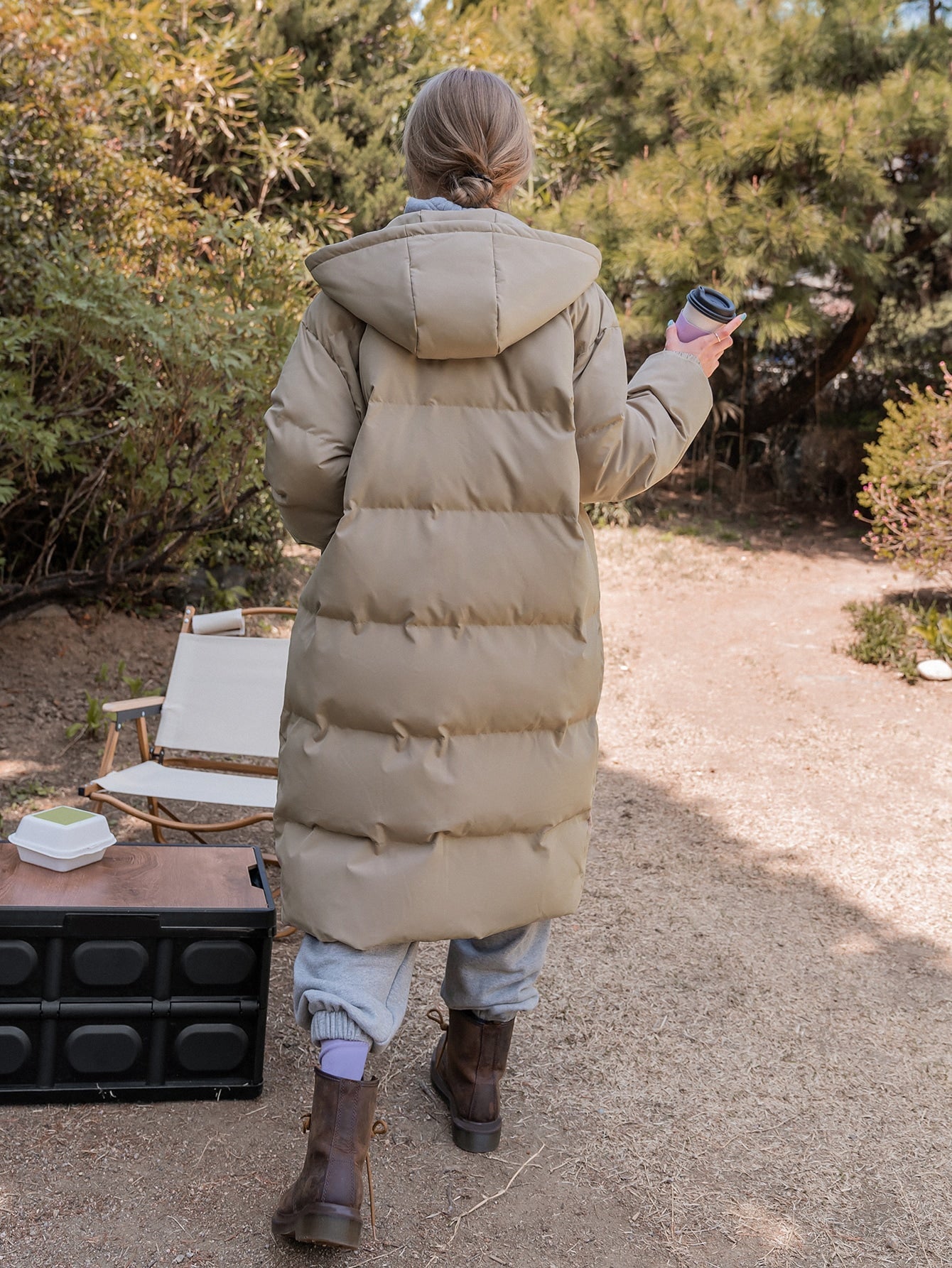 DAZY Drop Shoulder Zipper Hooded Puffer Thick Pockets Coat ,Winter Women Clothes,Winter Coat Women Jacket