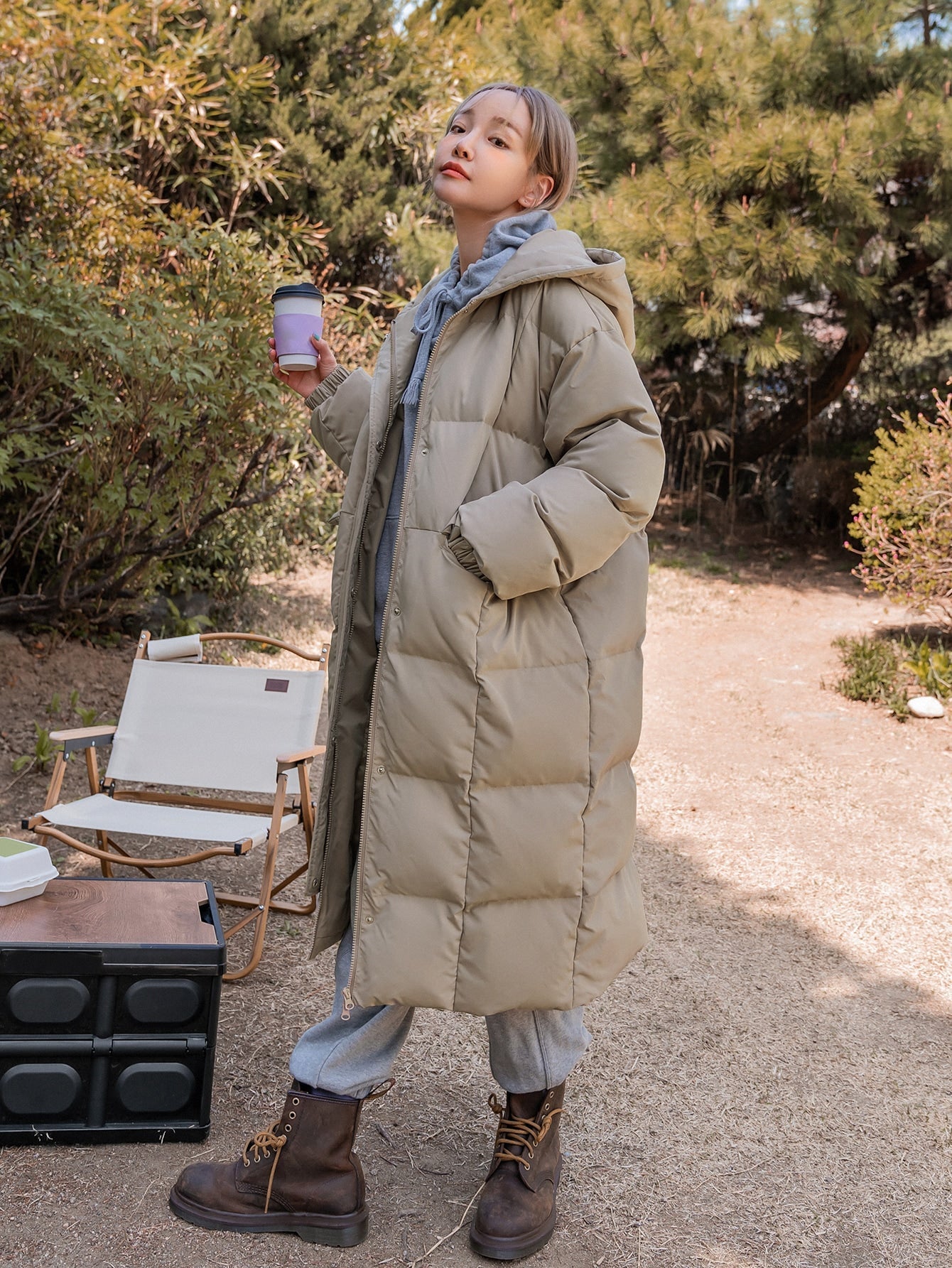 DAZY Drop Shoulder Zipper Hooded Puffer Thick Pockets Coat ,Winter Women Clothes,Winter Coat Women Jacket