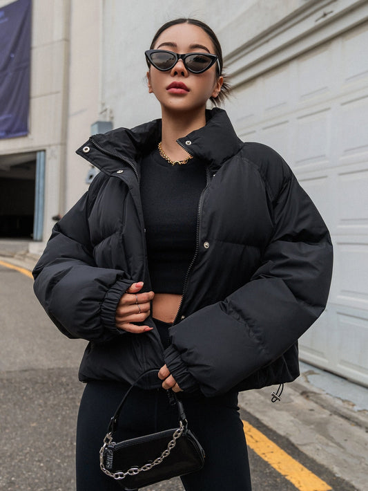 DAZY Raglan Sleeve Drawstring Hem Puffer Thick Coat ,Winter Women Clothes,Winter Coat Women Jacket