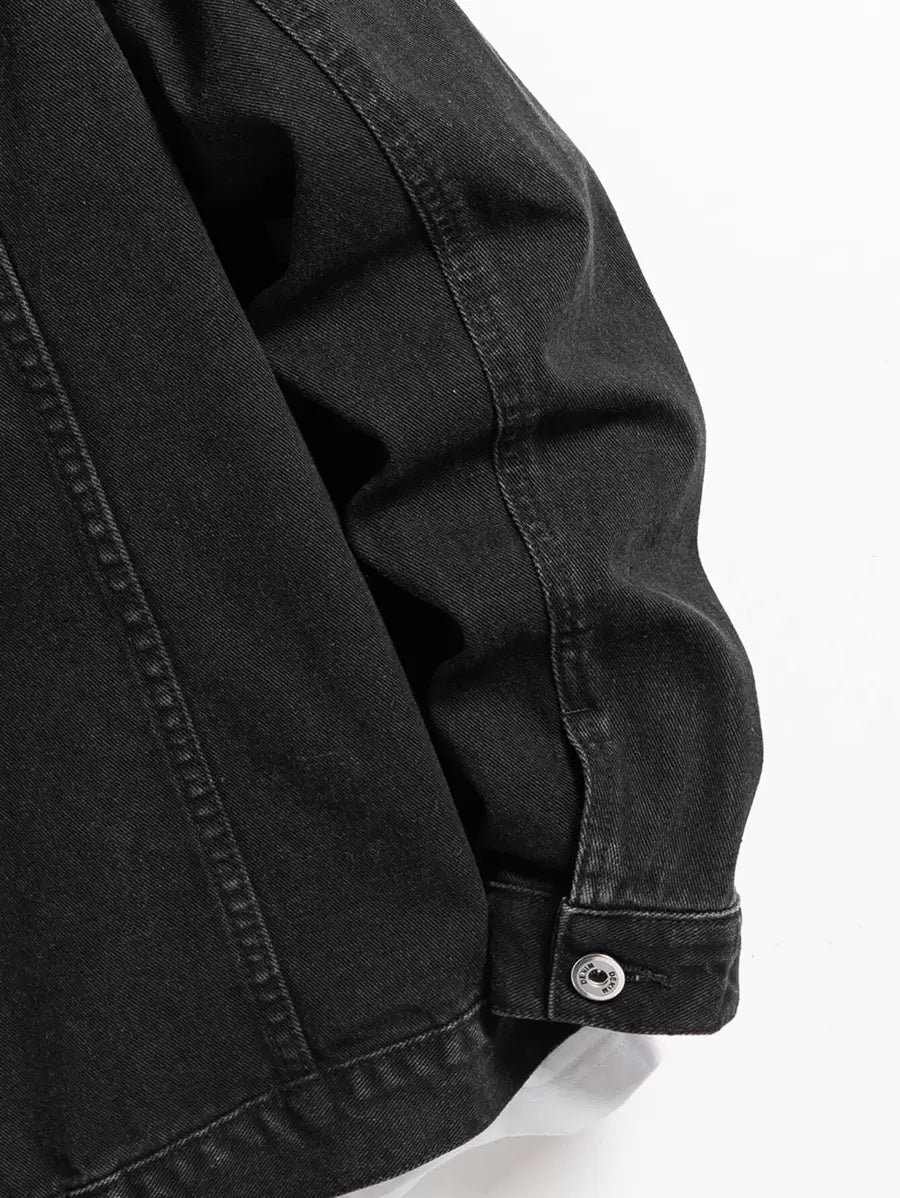 Manfinity Homme Men Spring Autumn Long Sleeve Jeans Jacket With Flap Pocket