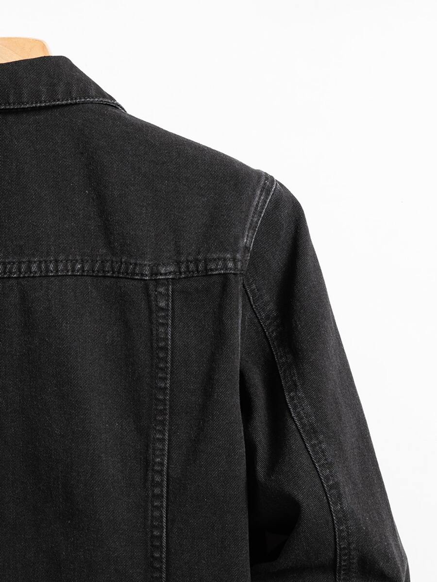 Manfinity Homme Men Spring Autumn Long Sleeve Jeans Jacket With Flap Pocket