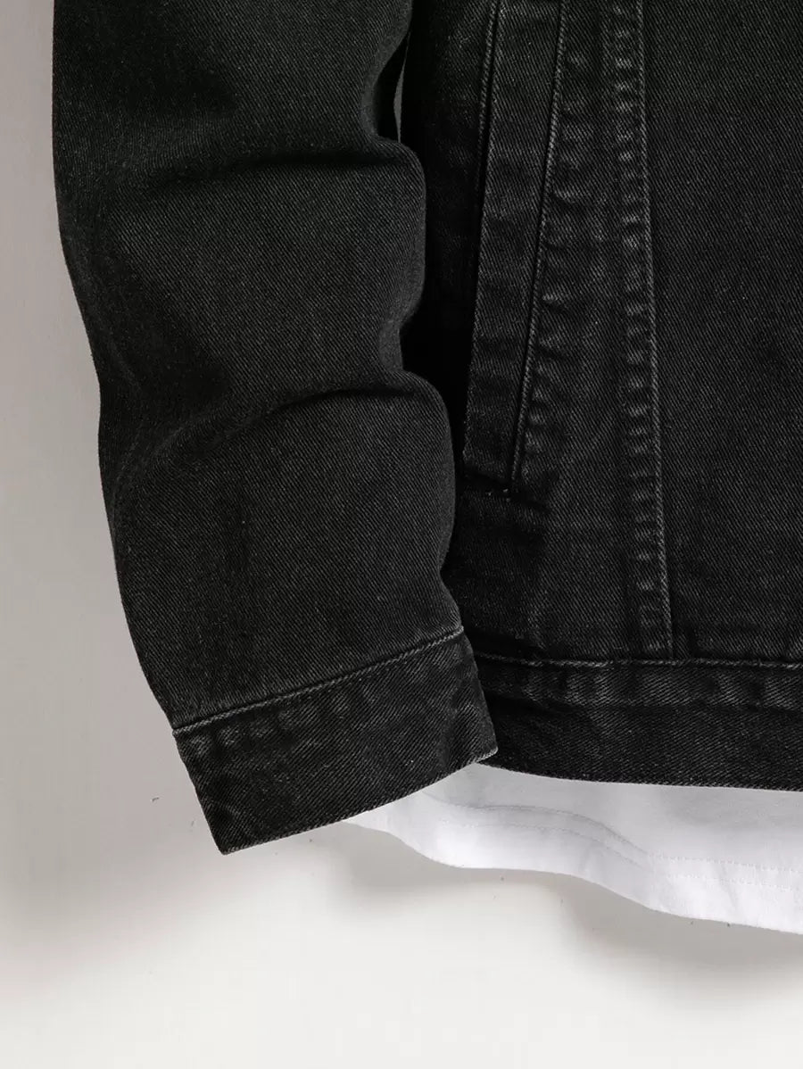 Manfinity Homme Men Spring Autumn Long Sleeve Jeans Jacket With Flap Pocket