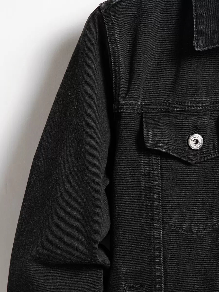 Manfinity Homme Men Spring Autumn Long Sleeve Jeans Jacket With Flap Pocket