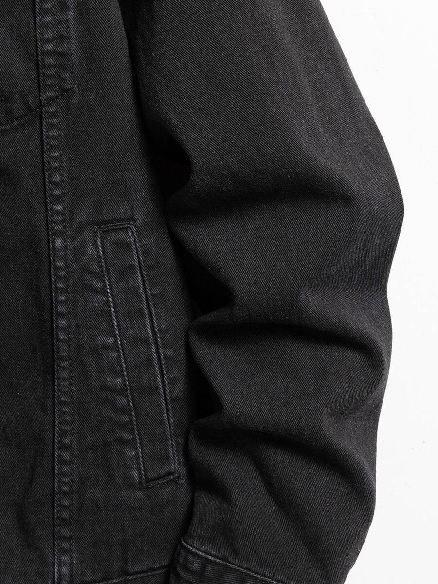 Manfinity Homme Men Spring Autumn Long Sleeve Jeans Jacket With Flap Pocket