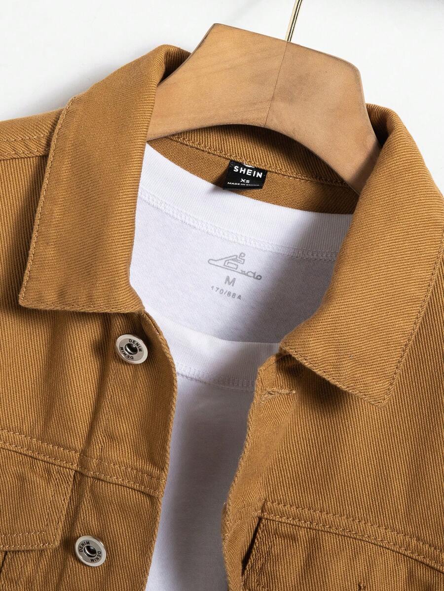 Manfinity Homme Men Cotton Flap Pocket Denim Jacket Without Tee, Fall