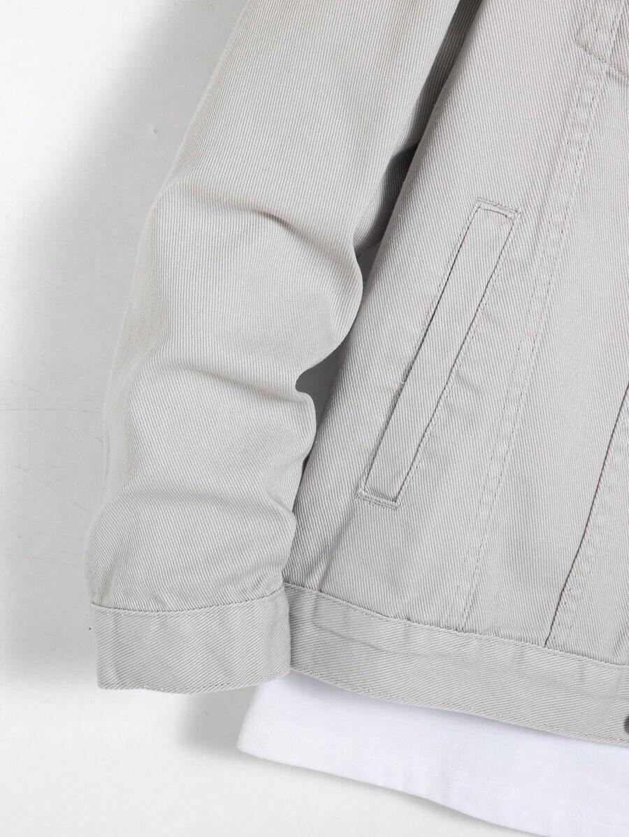 Manfinity Homme Men Flap Pocket Regular Dark Plain Denim Jacket Without Tee For Friends Going Out Hang Out Work Commute Street, Fall