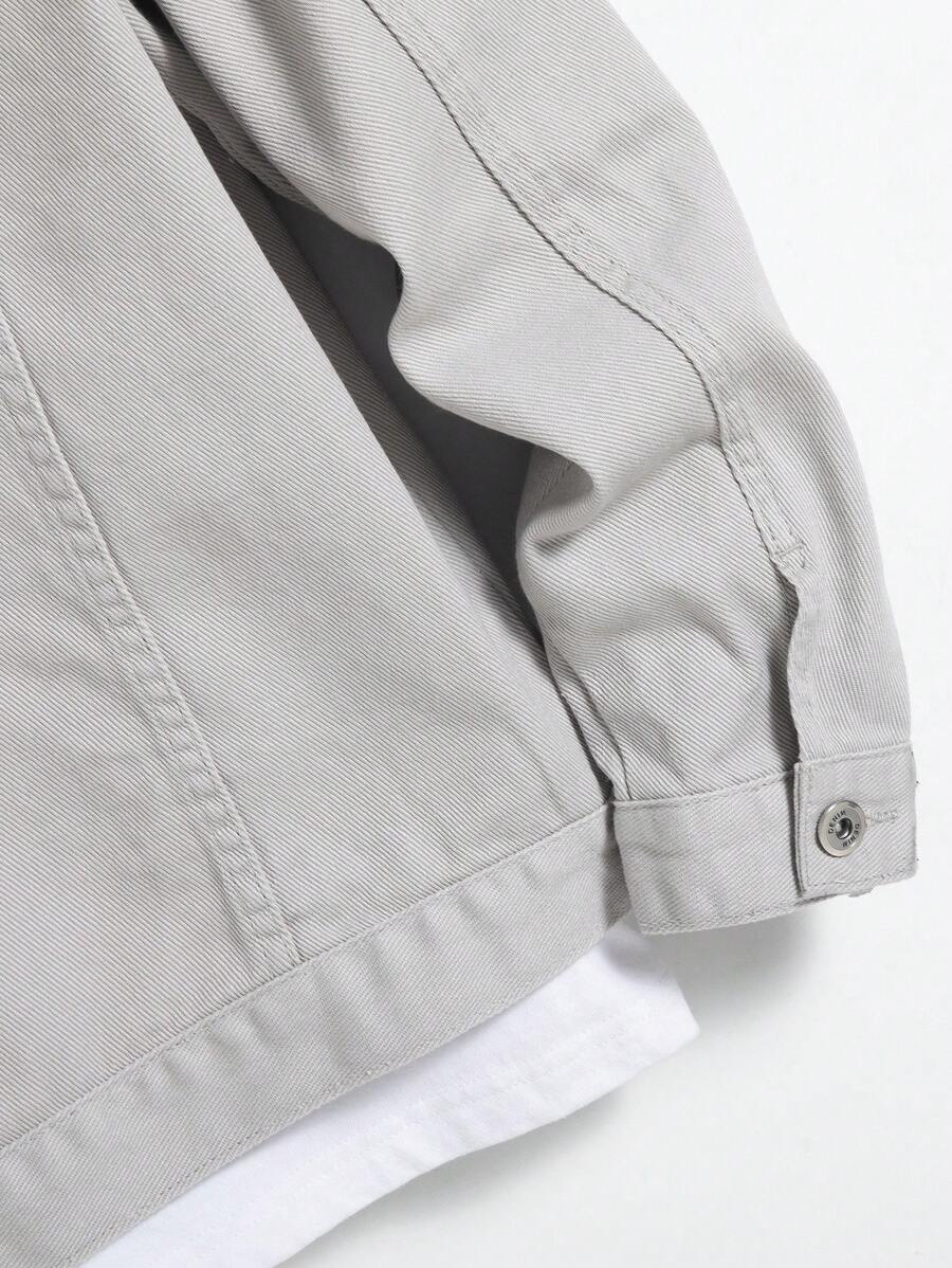 Manfinity Homme Men Spring Autumn Long Sleeve Jeans Jacket With Flap Pocket