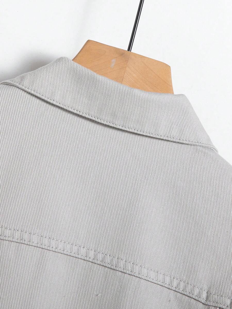 Manfinity Homme Men Spring Autumn Long Sleeve Jeans Jacket With Flap Pocket