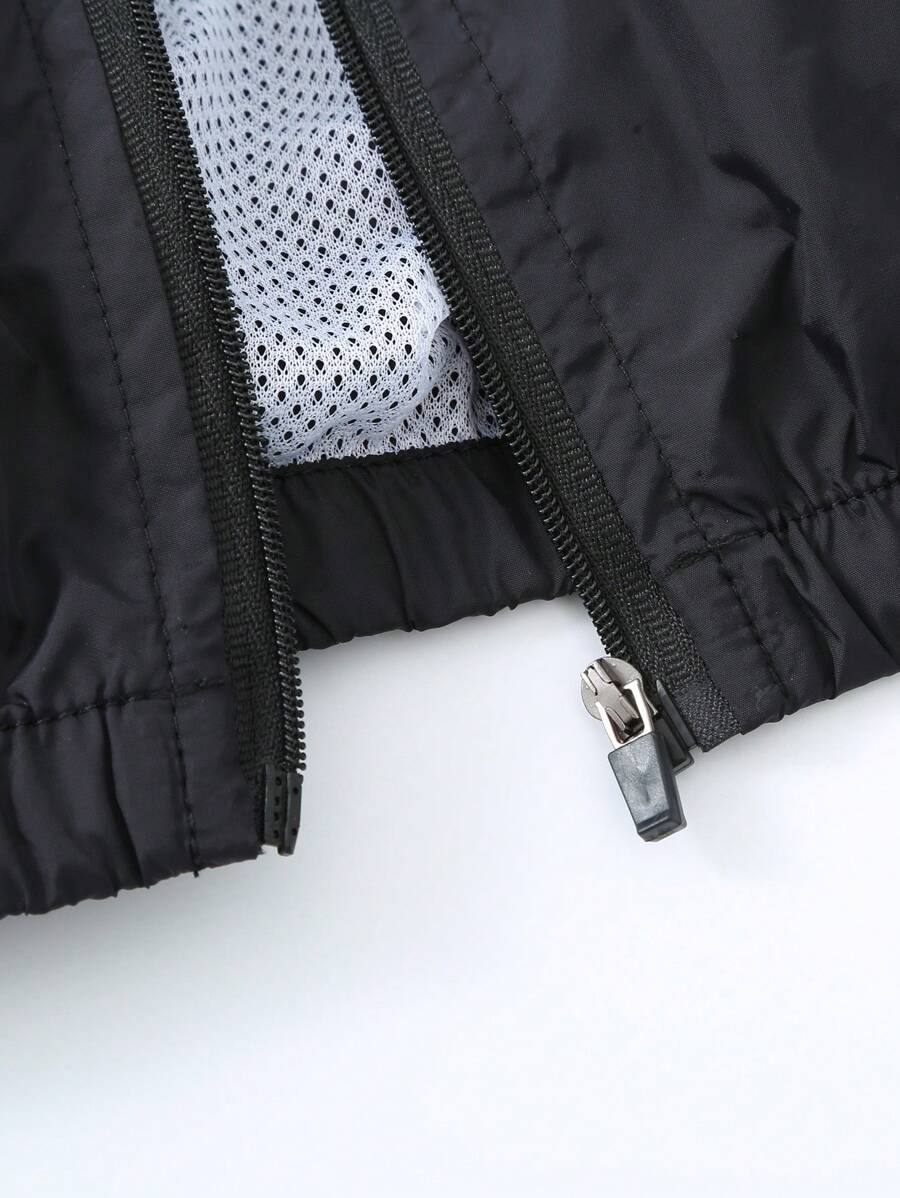 Manfinity Homme Men Zip Up Hooded Outdoor Windbreaker Jacket Without Tee, Fall