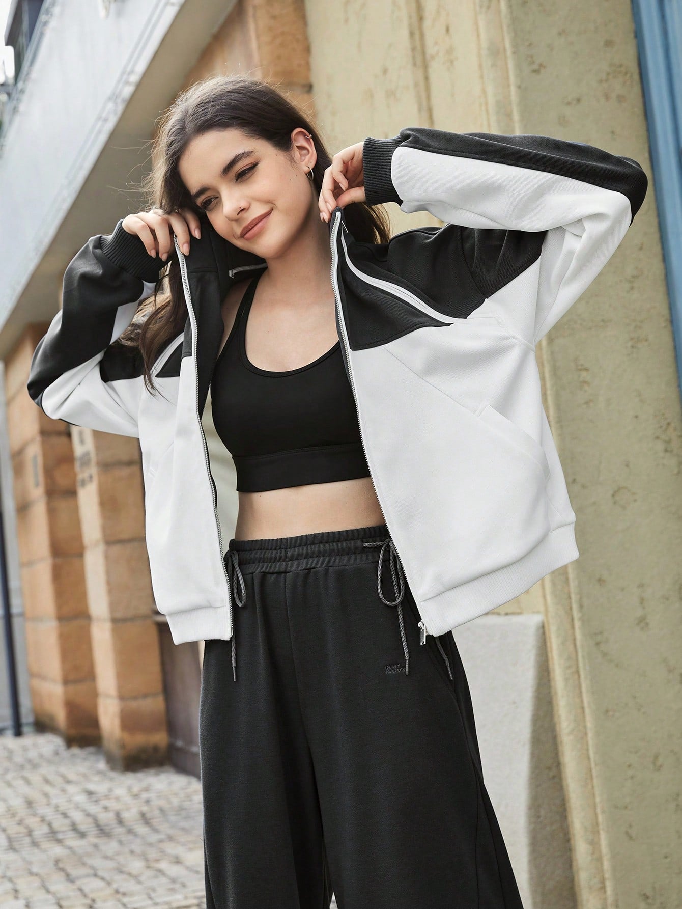 In My Nature Colorblock Zip Up Drop Shoulder Softshell Jacket