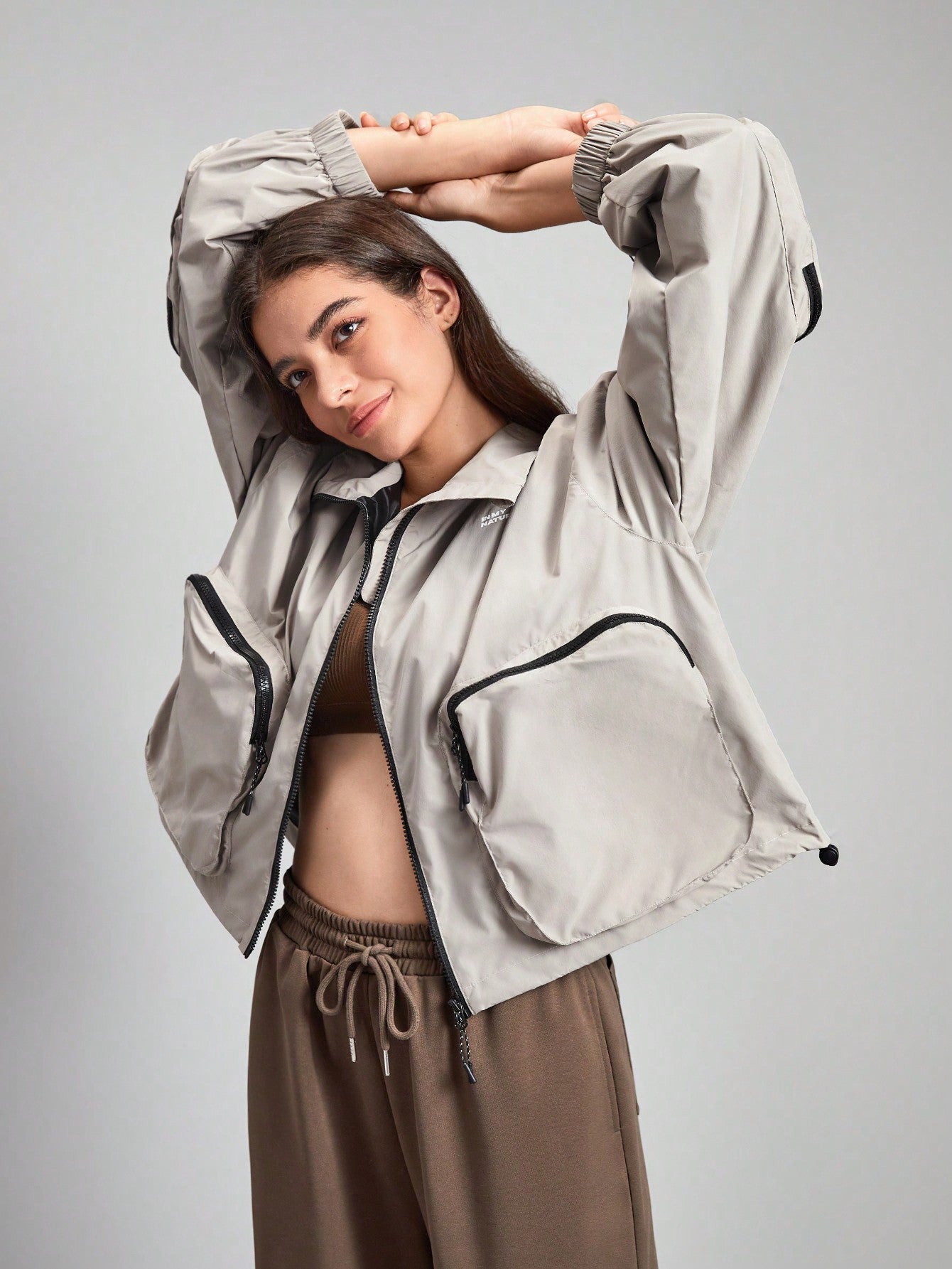 In My Nature Zip Up Pocket Patched Softshell Jacket