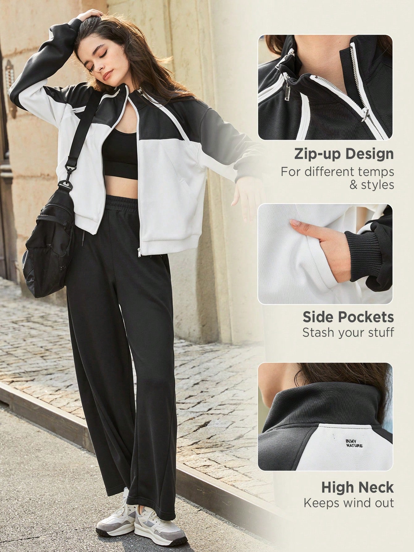 In My Nature Colorblock Zip Up Drop Shoulder Softshell Jacket