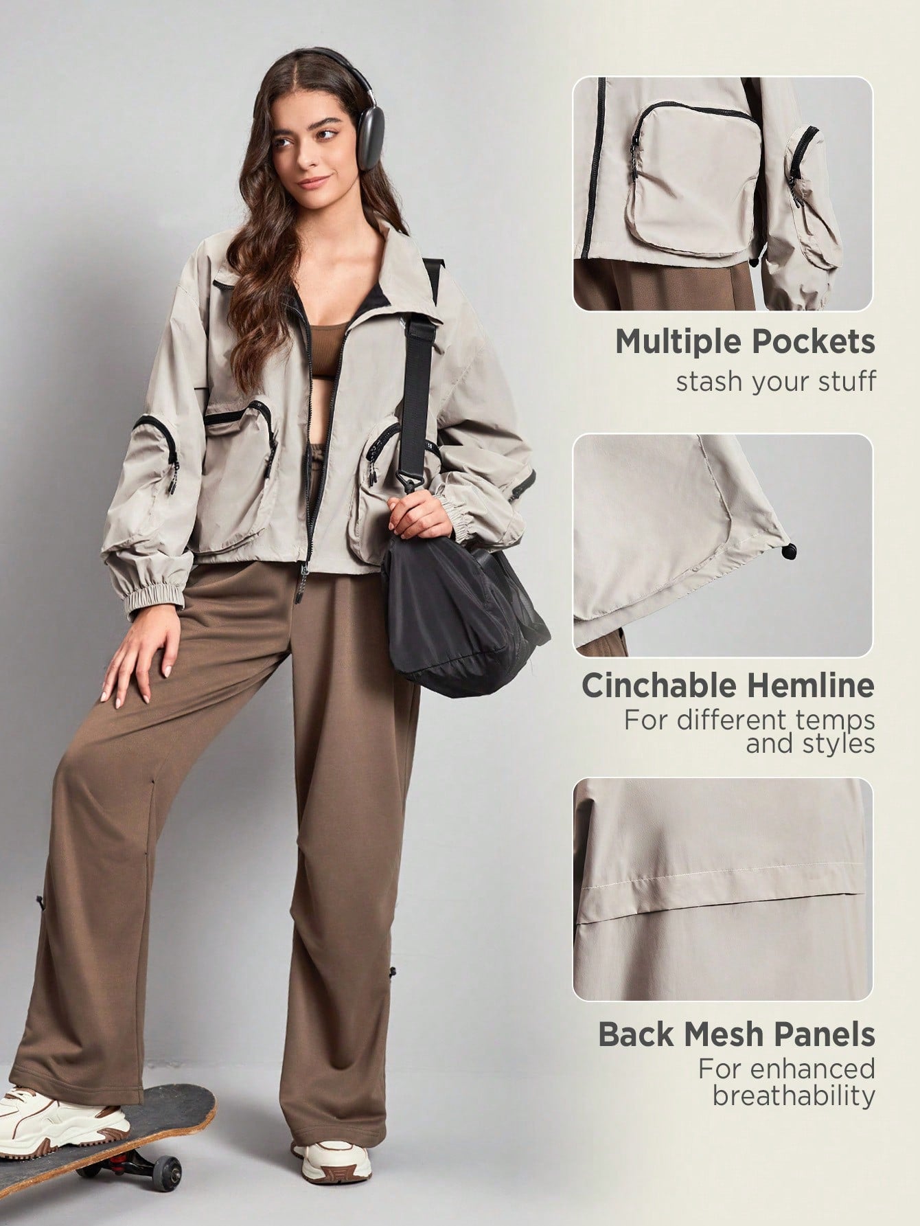 In My Nature Zip Up Pocket Patched Softshell Jacket