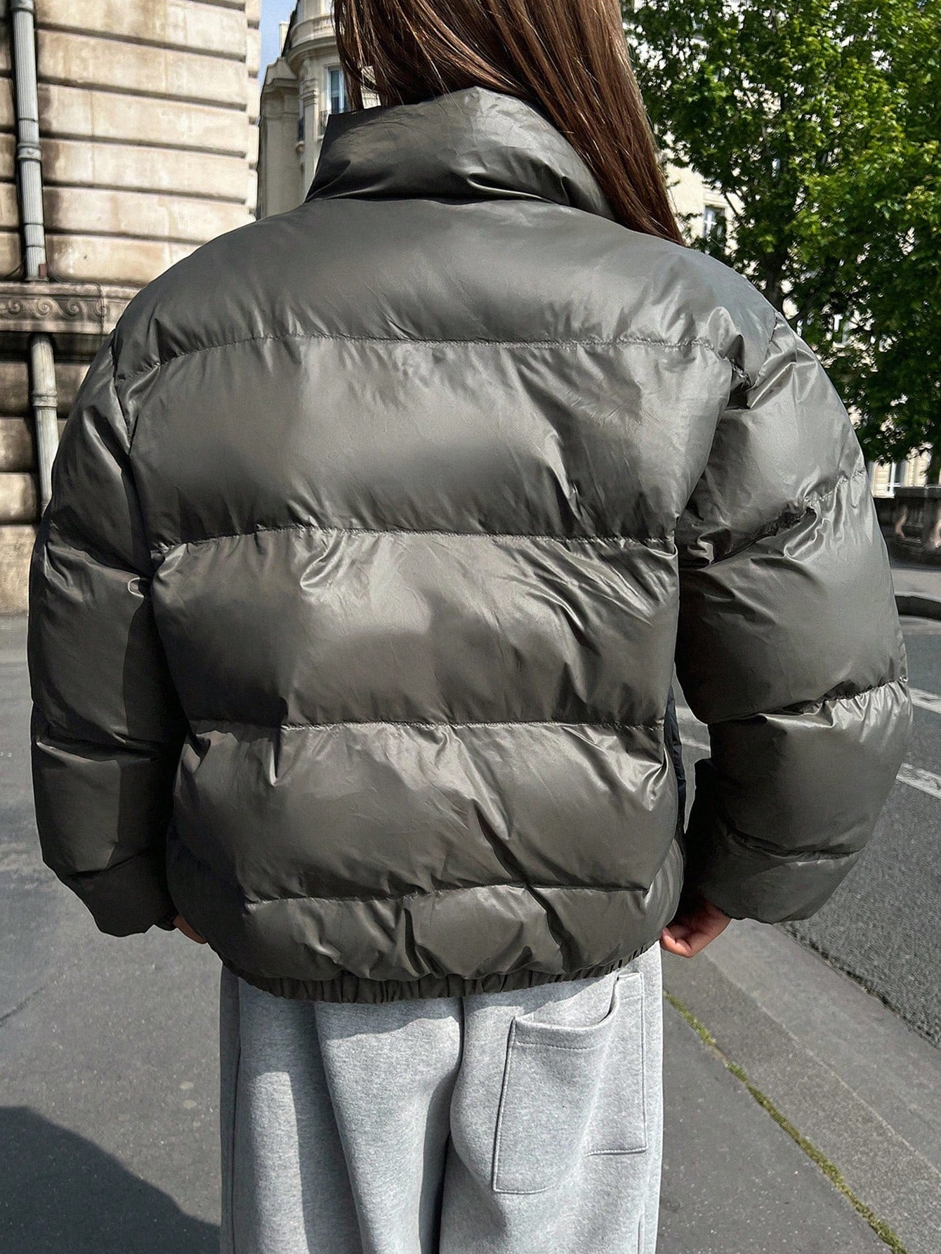 DAZY Letter Graphic Zip Up Puffer Thick Pockets Coat ,Winter Women Clothes,Winter Coat Women Jacket