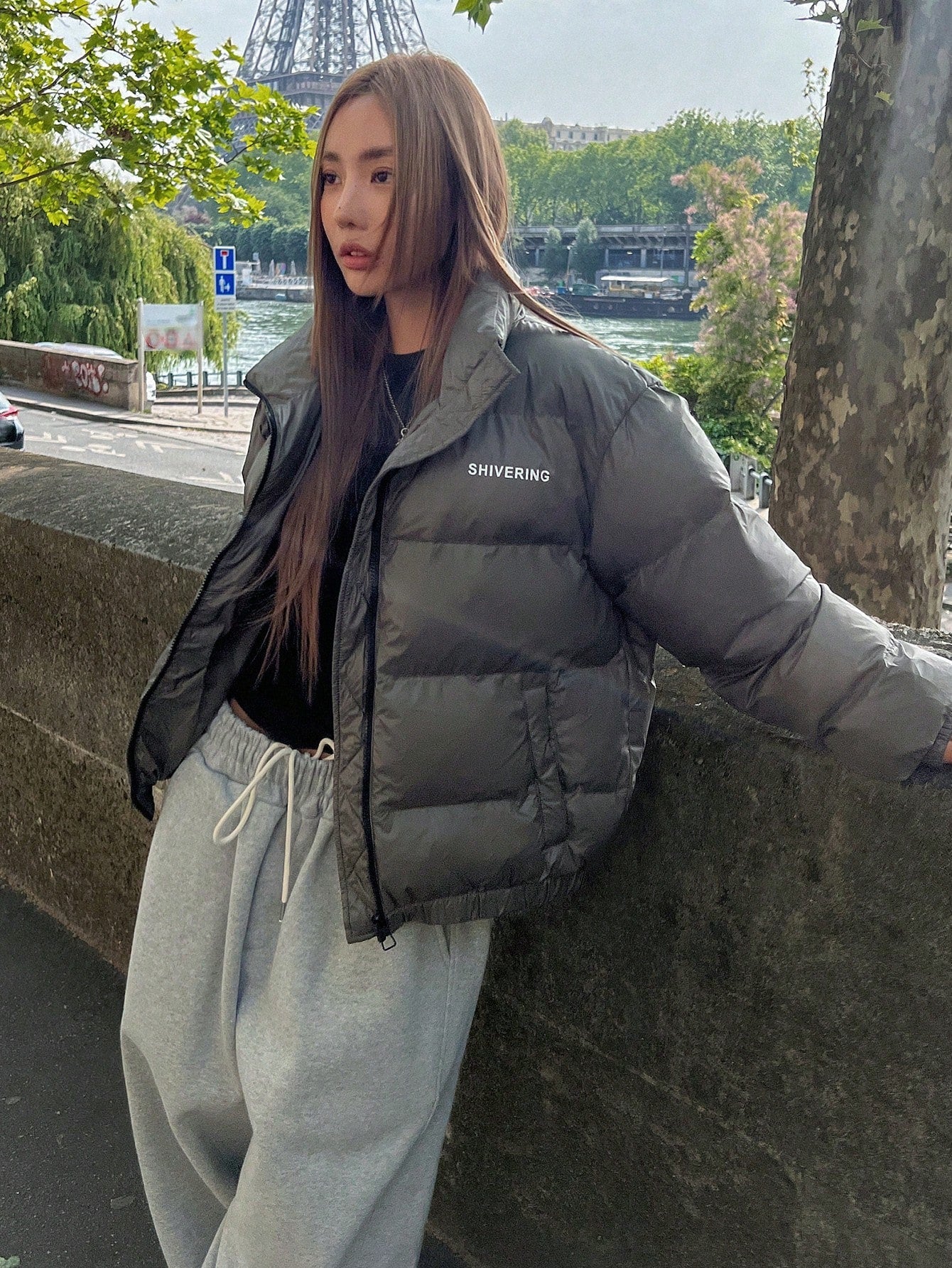DAZY Letter Graphic Zip Up Puffer Thick Pockets Coat ,Winter Women Clothes,Winter Coat Women Jacket
