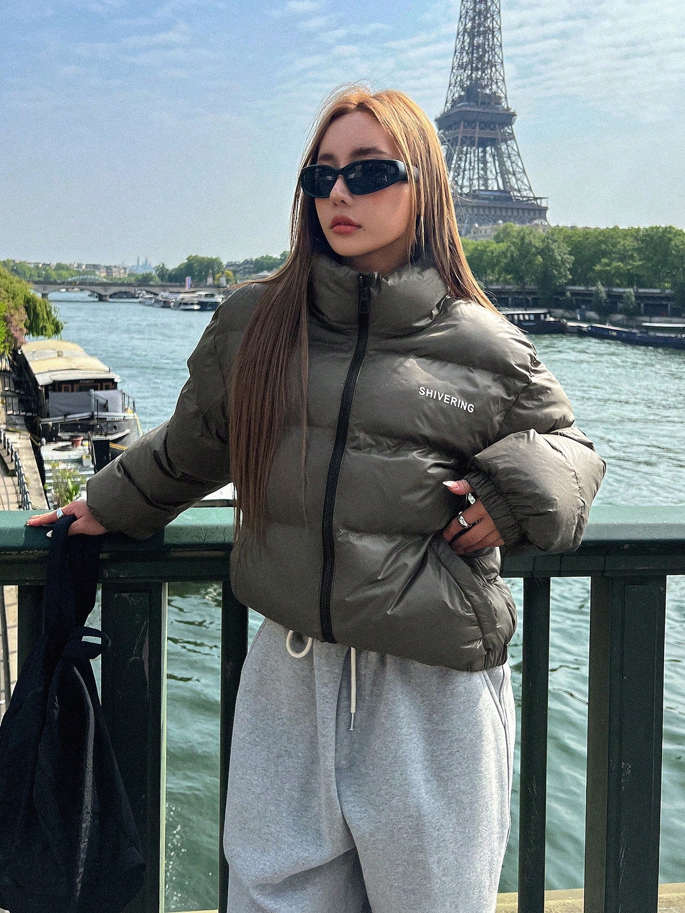 DAZY Letter Graphic Zip Up Puffer Thick Pockets Coat ,Winter Women Clothes,Winter Coat Women Jacket