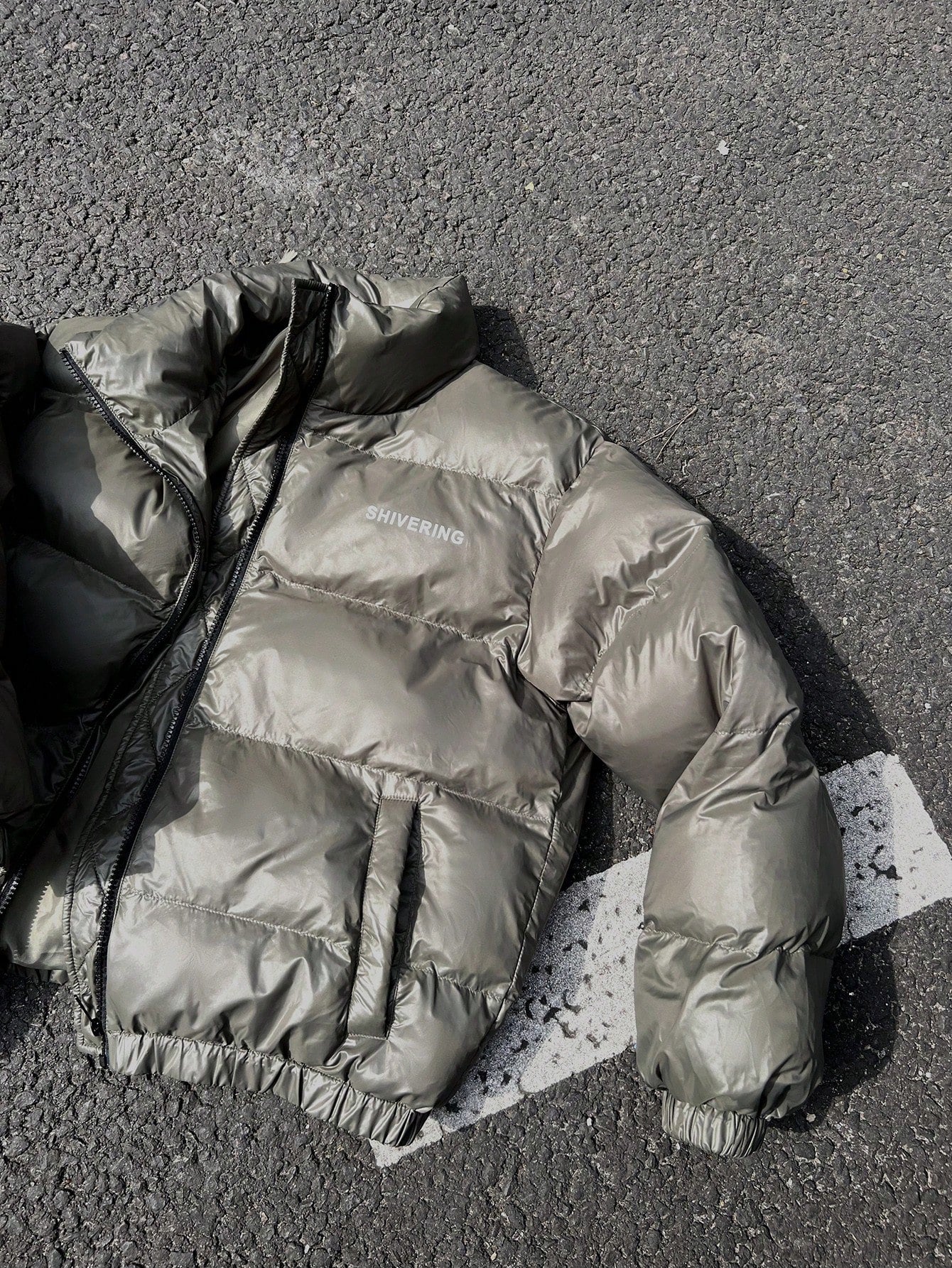 DAZY Letter Graphic Zip Up Puffer Thick Pockets Coat ,Winter Women Clothes,Winter Coat Women Jacket