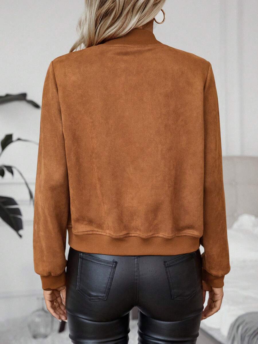 Calvaya Zip Up Bomber Jacket Fall Winter Cloth For Women