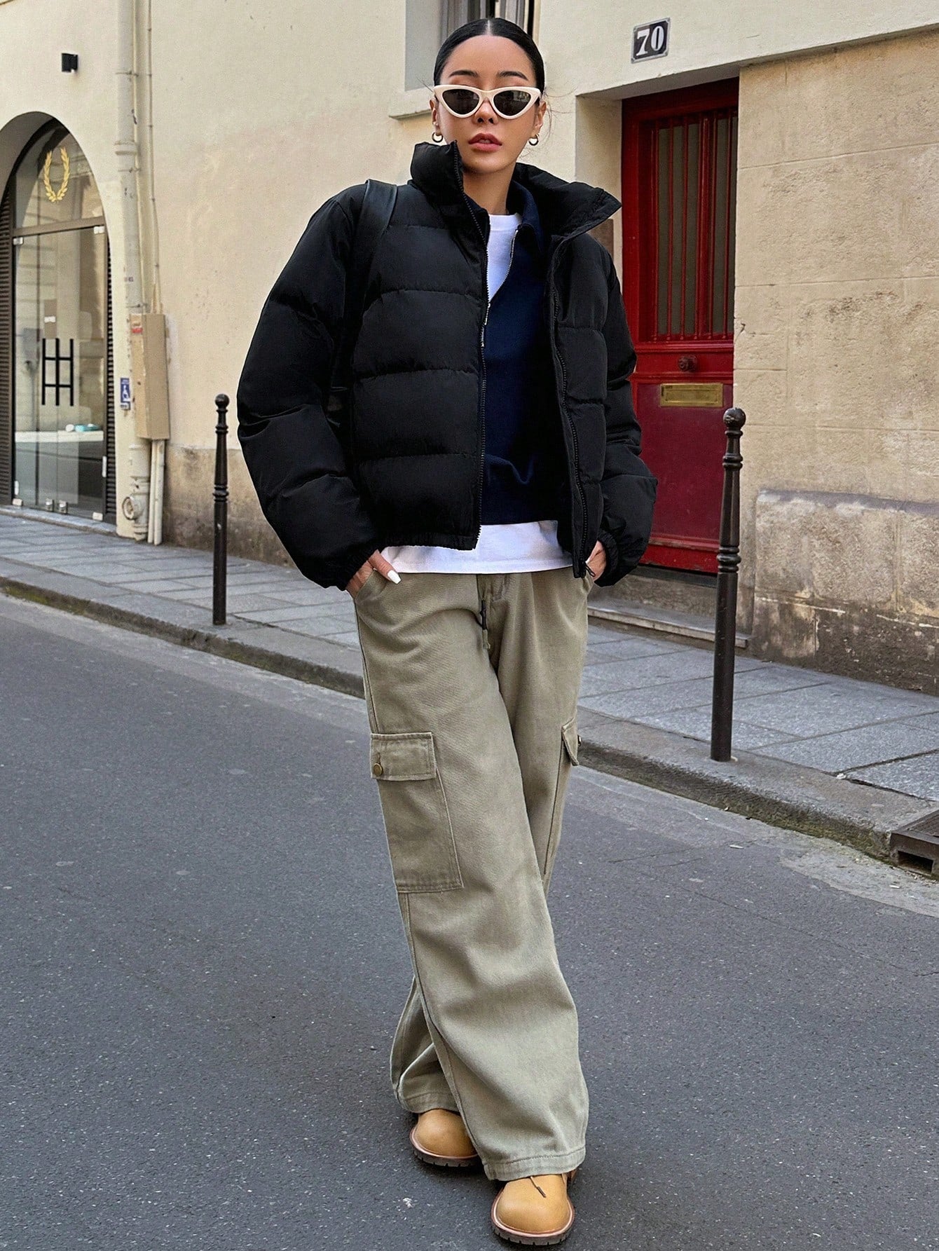 DAZY Zip Up Puffer Thick Pockets Coat, Winter Women Clothes, Padded Coat Women Jacket
