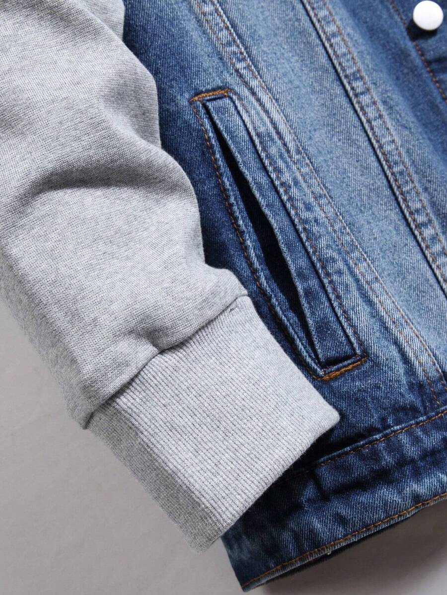 GALLERY FADE Men's Button Front Long Sleeve Pocket Casual Denim Hoodie Jacket, For Fall