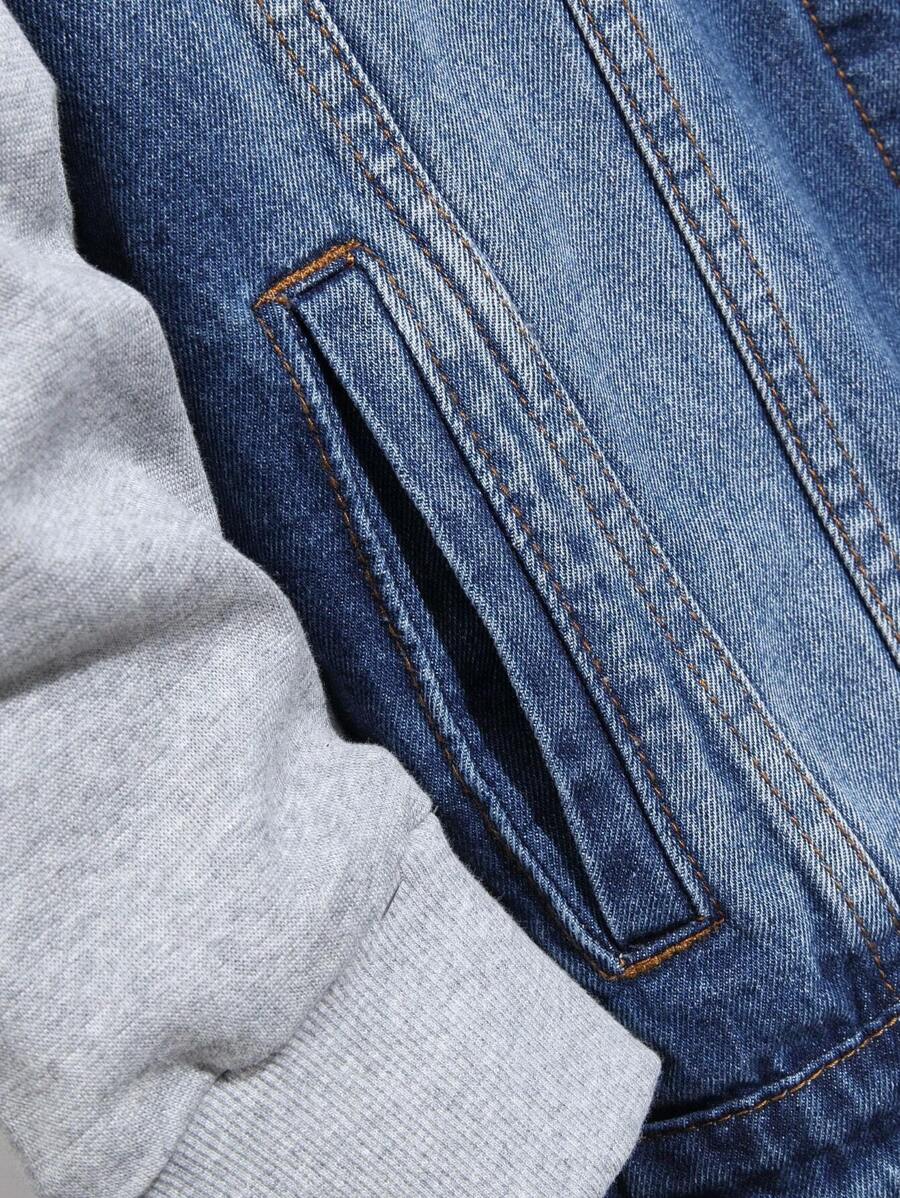 GALLERY FADE Men's Button Front Long Sleeve Pocket Casual Denim Hoodie Jacket, For Fall
