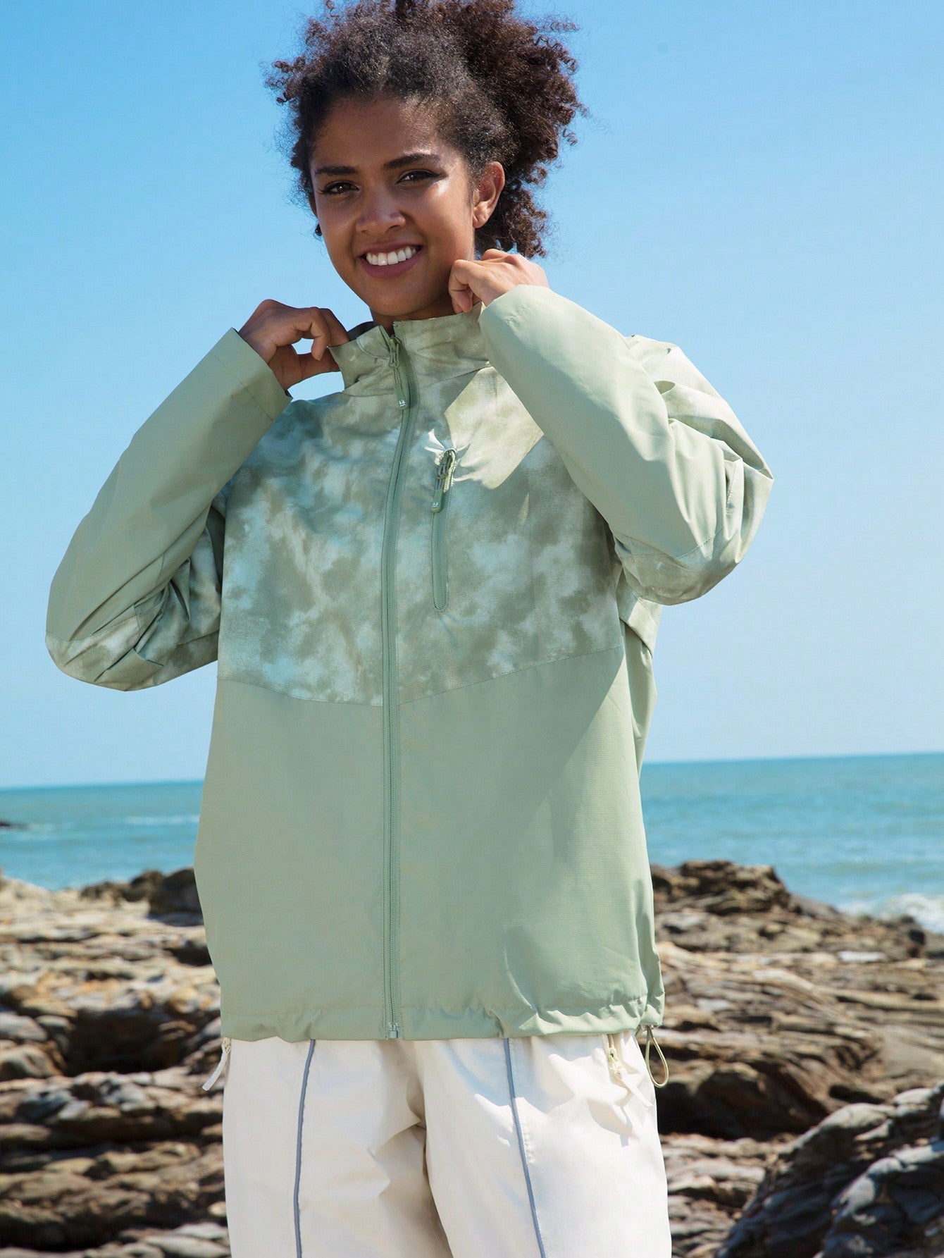 In My Nature Tie Dye Print Zip Up Softshell Jacket