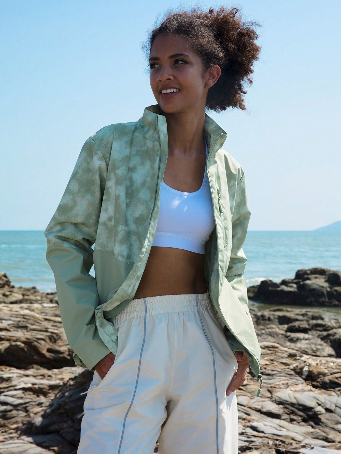 In My Nature Tie Dye Print Zip Up Softshell Jacket