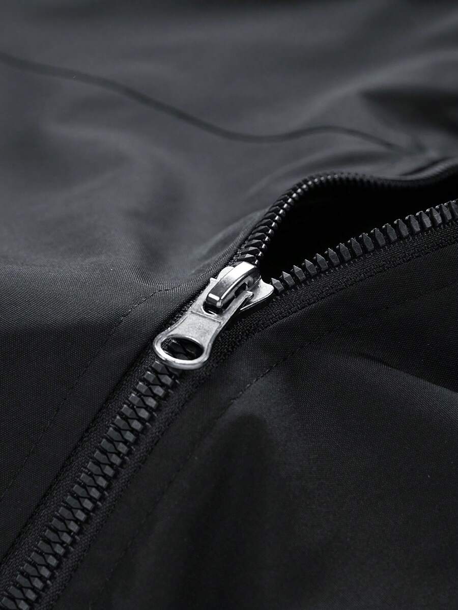 Men's Hooded Jacket With Pockets, Printed Outerwear For Spring And Autumn