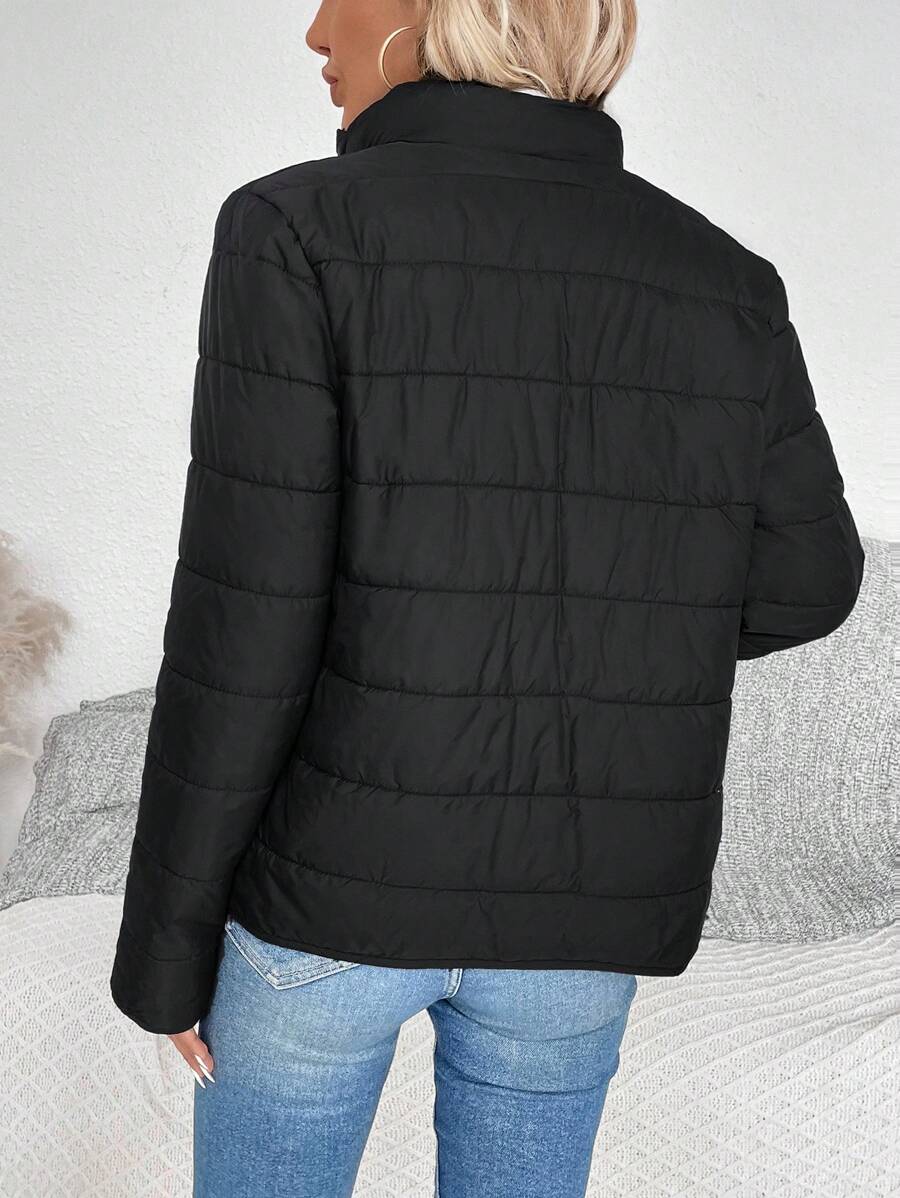 LUNE Women Solid Color Long Sleeve Zipper Stand Collar Casual Winter Jacket Fall Cloth For Women